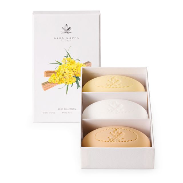 Acca Kappa - Seifenset Muschio Bianco - Giallo Elicriso - Sandalo