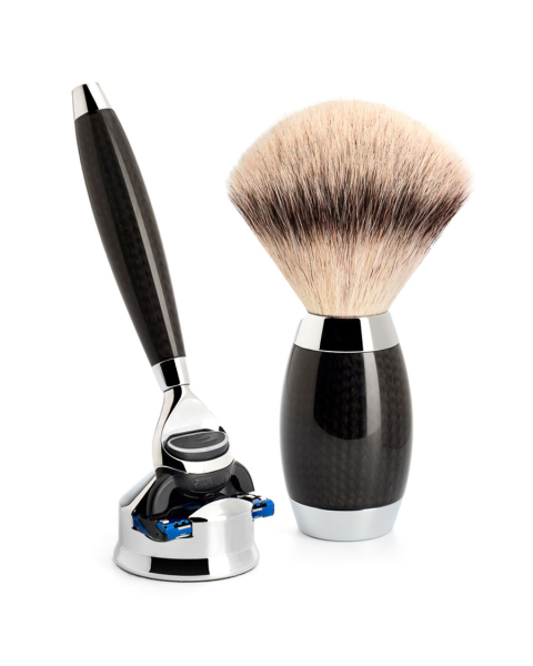 Mühle - Rasierset Silvertip Fibre® + Gillette® Fusion™ Griffmaterial aus Carbon